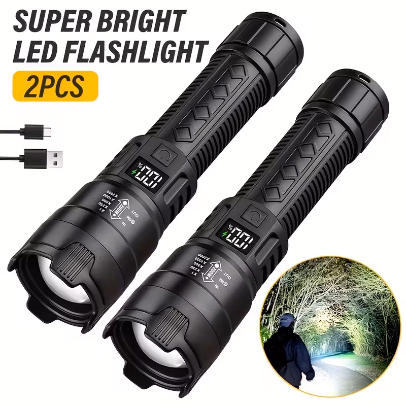 Set of 2 B B BRIGHT Rechargeable LED Flashlight
